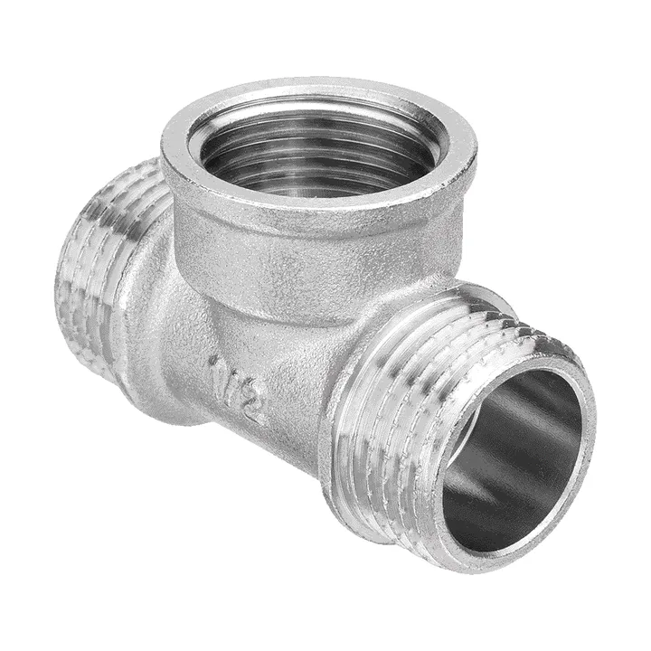 Тройник НР-ВР-НР никель 1/2" Aqualink - Изображение 1 - almatherm.kz