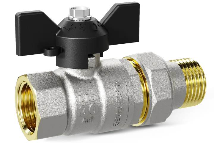 Кран шаровой со сгоном ВР-НР 1 1/4" с бабочкой LD - Изображение 1 - almatherm.kz