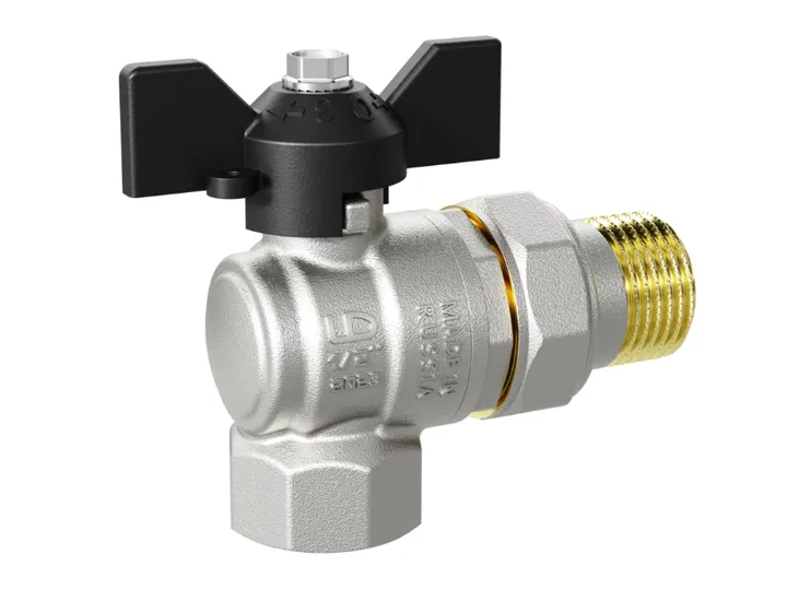 Кран шаровой угловой со сгоном ВР-НР 3/4" с бабочкой LD - Изображение 1 - almatherm.kz
